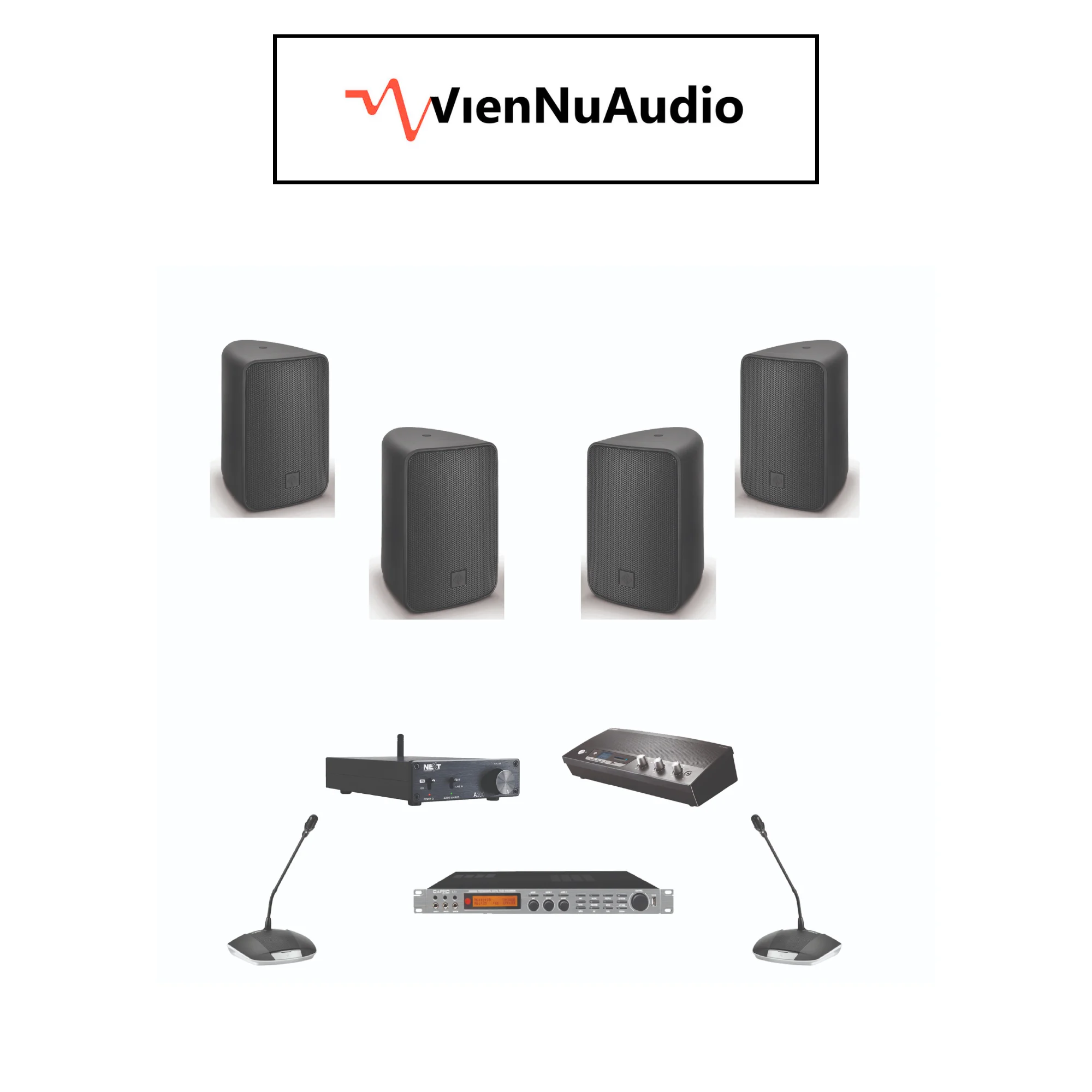 Hệ Thống Âm Thanh Phòng Họp VM 004 ( 4 loa NEXT + 9 micro BOSCH)